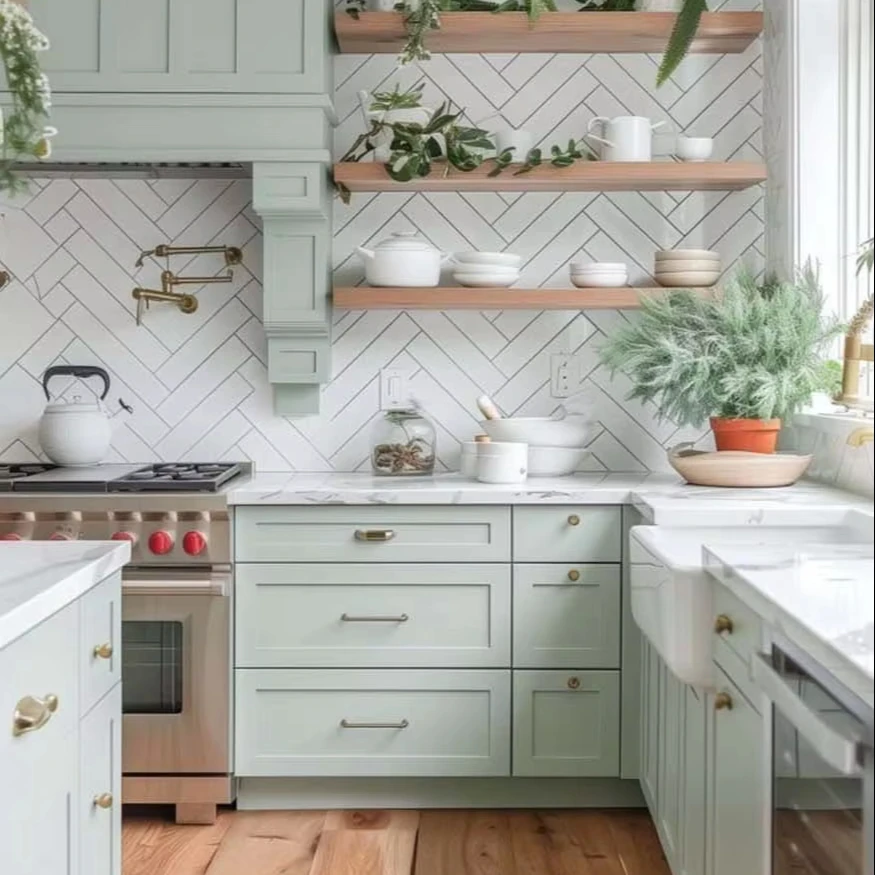 The whole house modern simple kitchen cabinet series style unified to create a perfect home environment