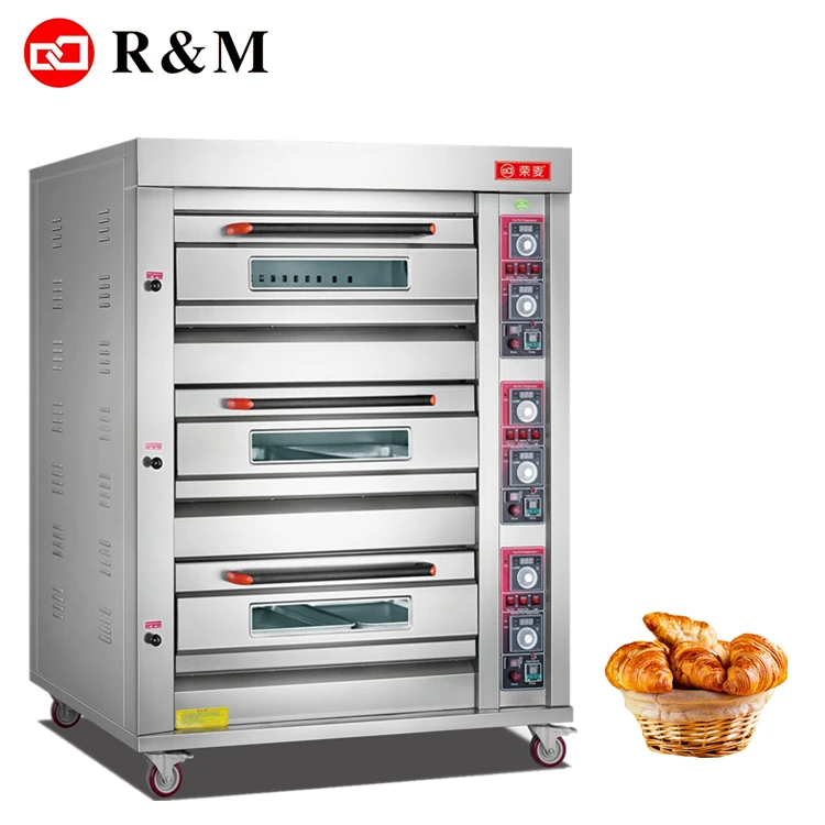 3 deck 6 trays bakery gas industrial professional bread oven for sale,commercial 6 trays propane gas automatic bread maker ovens