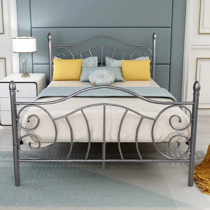 Factory Wholesale Cheap Modern Style Metal Mesh Base Bedroom Iron Bed