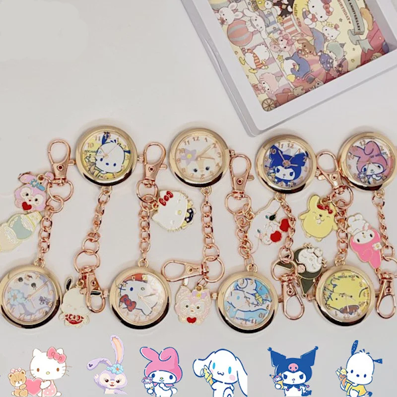2022 new cartoon lady women Kuromi KT  children girls  pocket watch Keychain watch nurse Watch