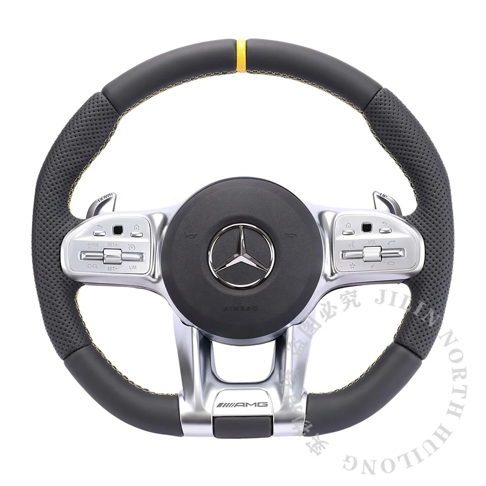 Оригинальное рулевое колесо AMG для Mercedes Benz перфорированная кожа рычаг переключения передач лайм