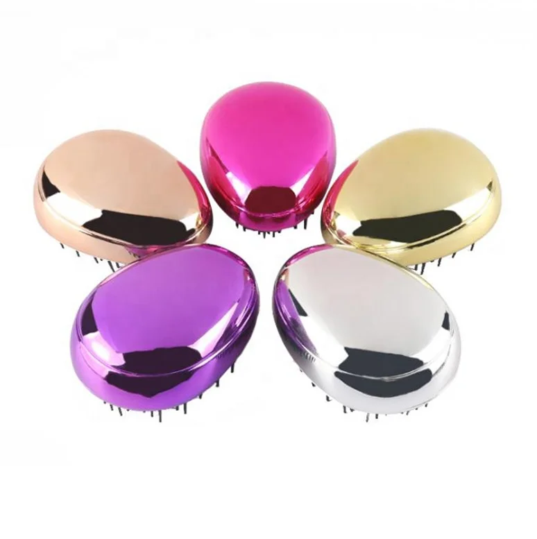 Electroplate paddle rose gold detangling hair brush