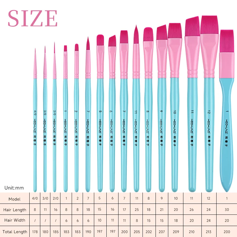 Factory Customized Pink Nylon Wood Handle Artist Paint Brush Bady Face Painting Art Brudhes Set With Case