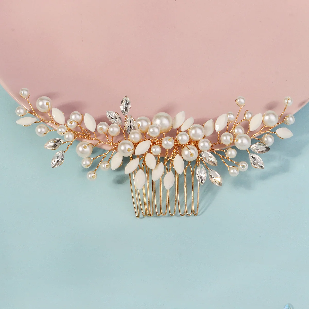 Ancient Style Beautiful Hair Comb Wedding Prom Party Headdress Hair Accessories Handmade Rhinestone Pearl Hair Comb