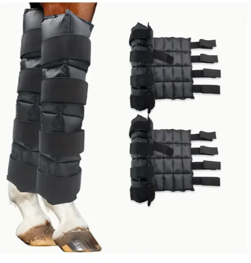 Nylon horse leg protector filled with down for warmth and lightness
