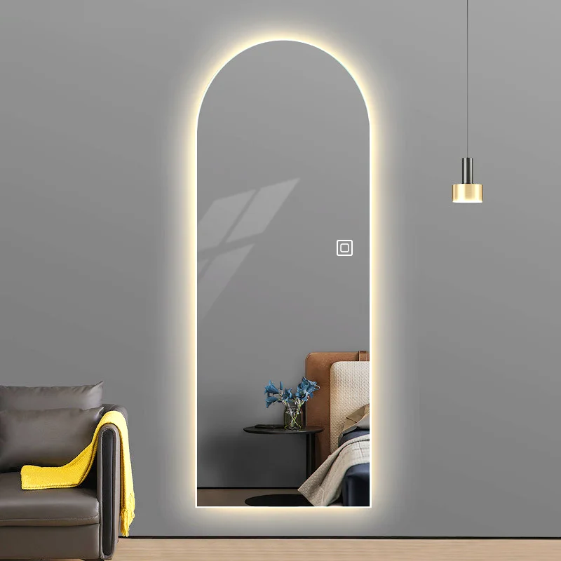 Factory direct sell High Quality SAA CE Arched Shape Frameless Wall Decorative Full Body battery operated led full length mirror