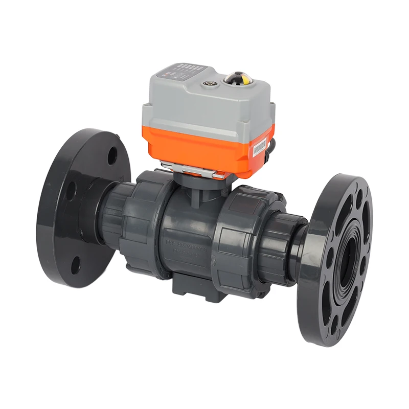 PVC UPVC 2 Way Flange Type Motorized Control Valve Electric Actuator China Water Valve 12V Electric Water Valve