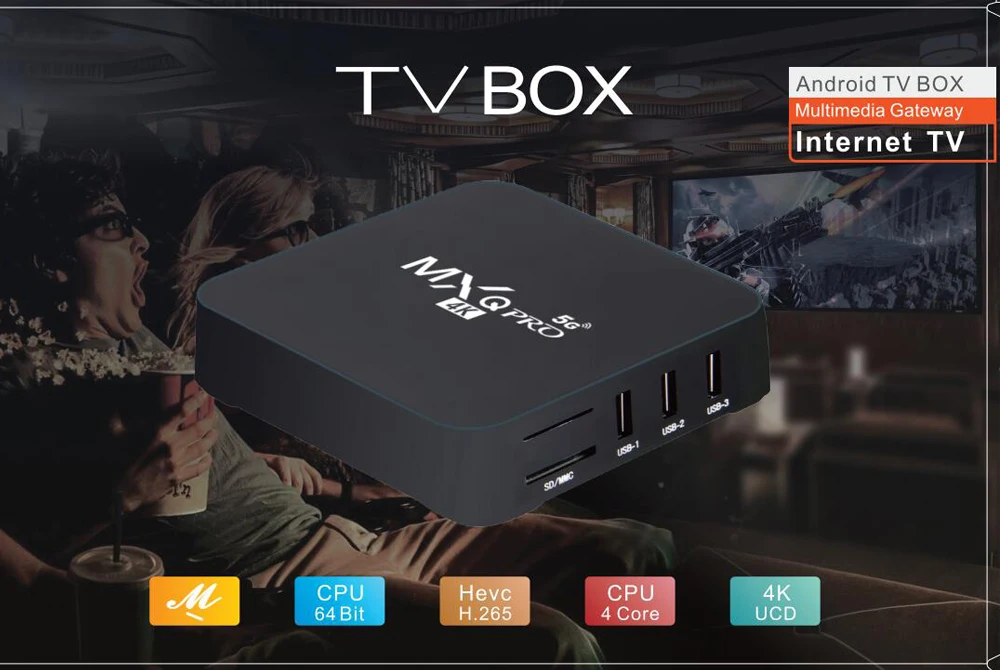 Mxq Pro Mxq-4k телеприставка 1 Гб + 2 ГБ/8 ГБ 16 4K Hd сетевой плеер Android Tv Box