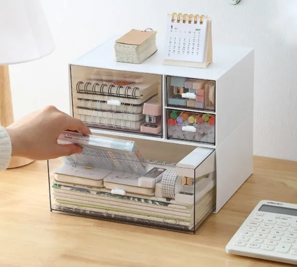 Clear Desk Drawer Storage makeup Acrylic Drawer Organizer Storage Case Drawers Display Container for Stationery Office Bathroom