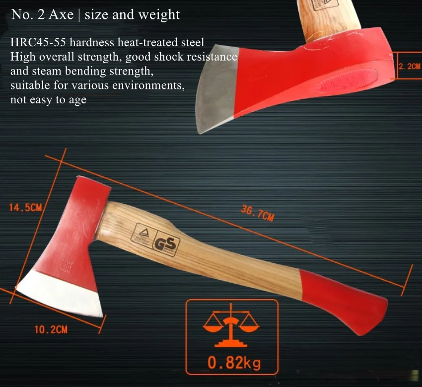 China manufacturer fire ax firefighter survival hatchet axes emergency gear tool firewood axe with wood handle for sale