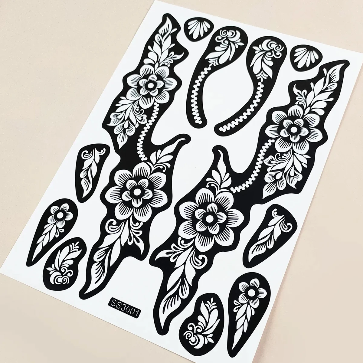 Wholesale Painted Tattoo Stencils Rose Hollow tattoo stickers Out Indian Henna Body Art tattoo supplies Stickers