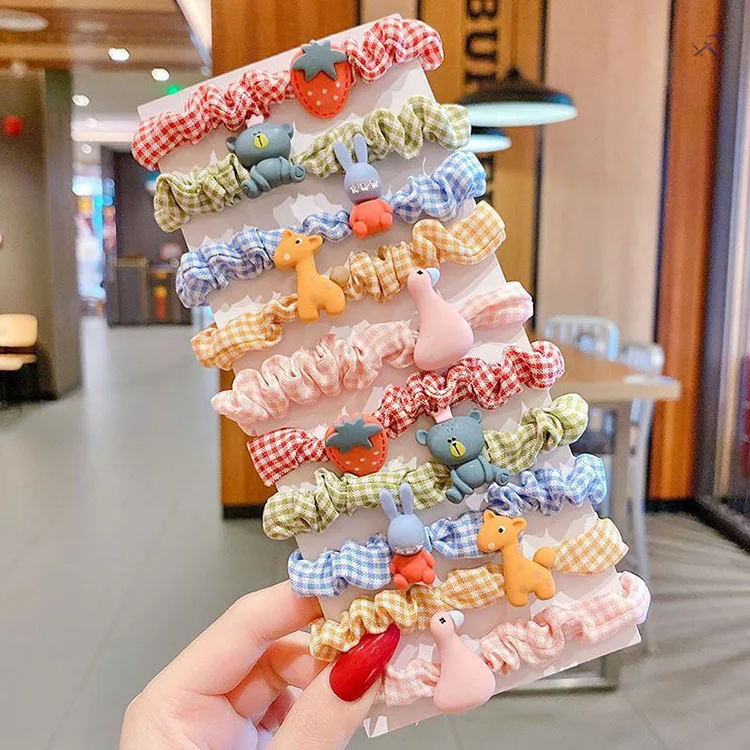 South Korean children hair rubber band cute head string girl cartoon large intestine scrunchie set