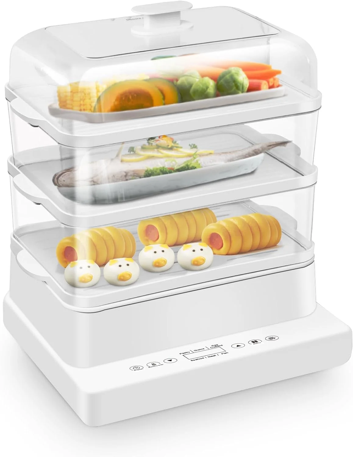 Household Electric Steamer Multi-function Three-Tier Best Digital Food Steamer for Vegetable Fish Rice Fast Cooking