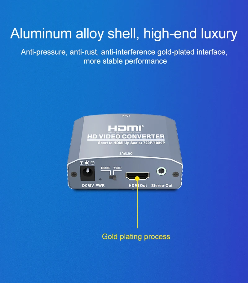  Высококачественный скалер SCART в HDMI преобразователь до 720p 1080p скайт + стерео
