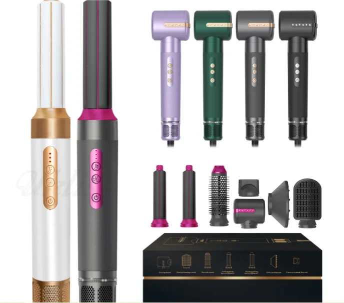7 in 1 Auto Wrap 1200W Hot and cold Hair Dryer with Brush Pro hair Salon Dryer Comb Airbrush