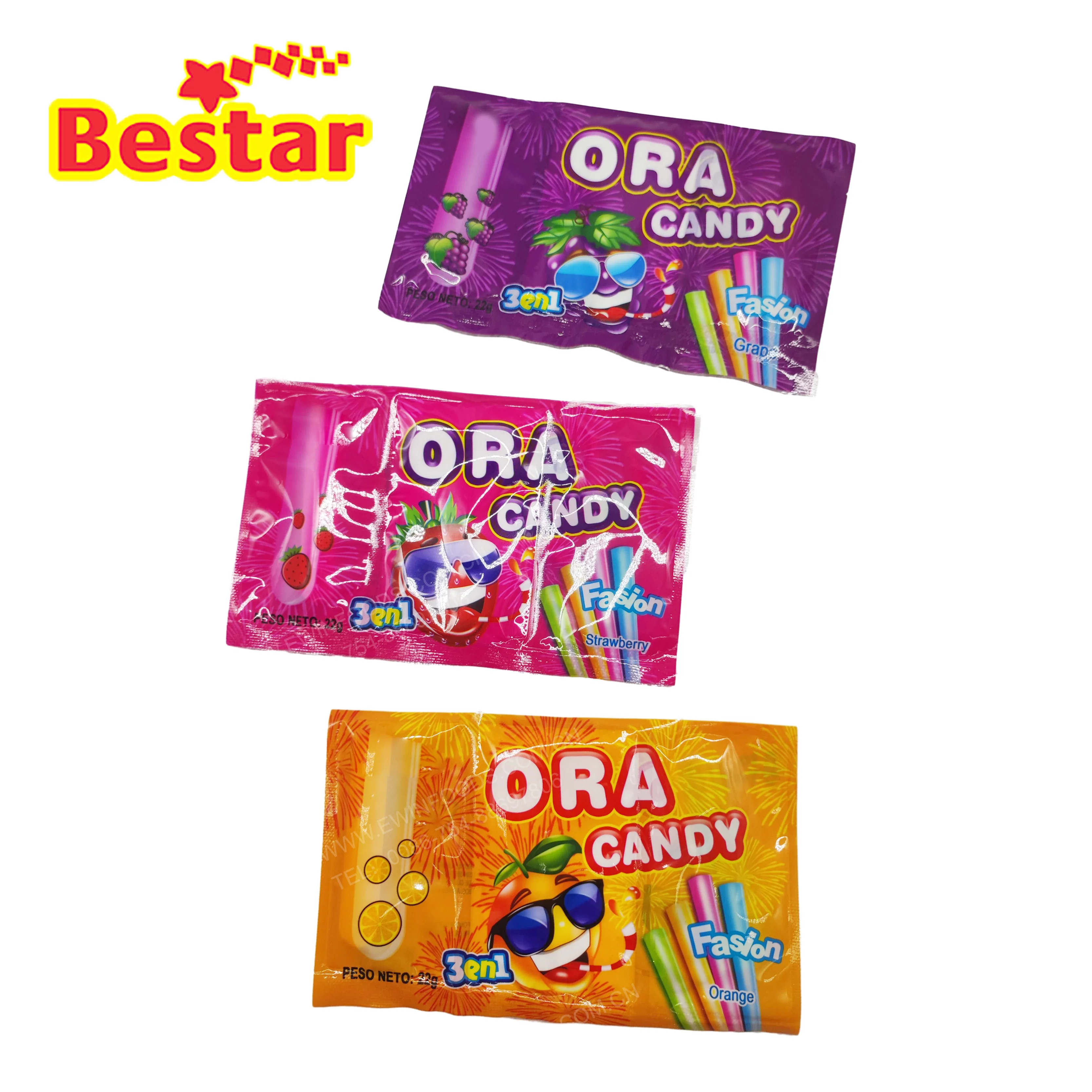 3 in 1 candy mix flavor sour candy stick sour powder candy CC stick hot selling product