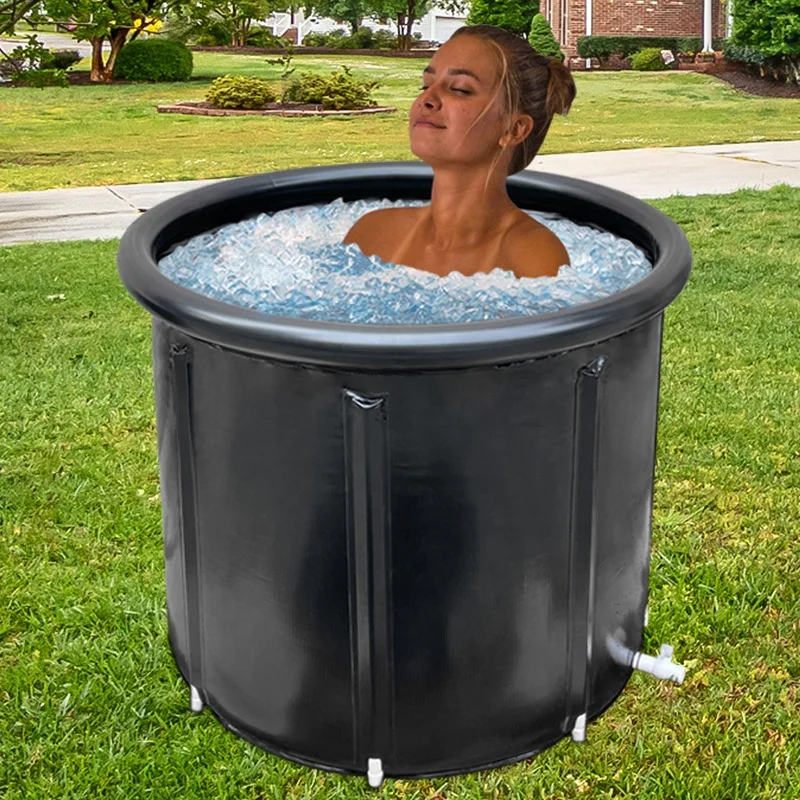 Free Standing Adults Bathtubs Inflattable Ice Tub Bath Barrel Black