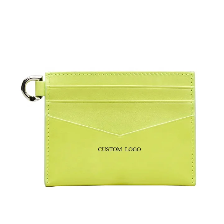 Designer Logo Smooth Leather Cardholder Soft Slim fluorescein Card Case