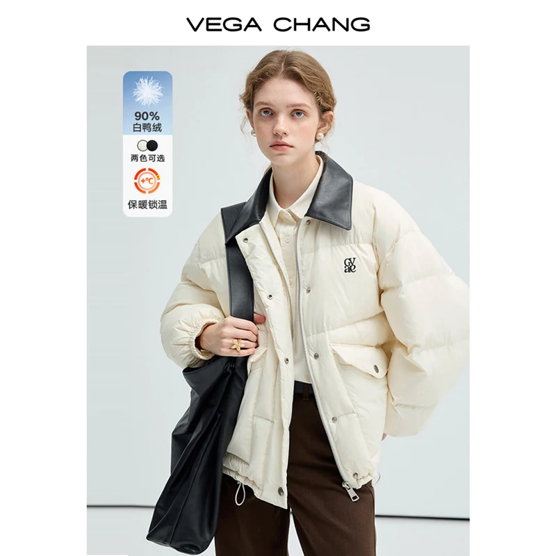 VEGA CHANG 2025 New Trend Winter Duck Down Jacket Lantern Sleeve Short Female Jacket Lightweight Warm Puffer Coat For Women