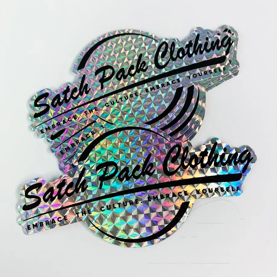 UV Resist Waterproof Rainbow Silver Laser 3 D Hologram Sticker Label Custom Logo Die Cut Glitter Holographic Sticker