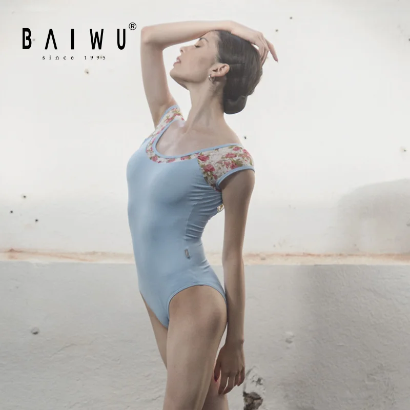 117142209 Lace Cap Sleeve Leotards  Quality Nylon Floral Leotard Women