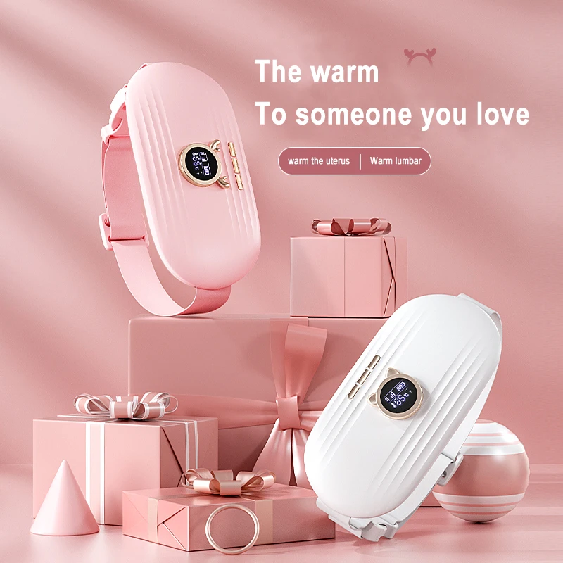recharge vibrating belly heating waist warm compress stomach massager belt heat menstrual abdominal massage belt