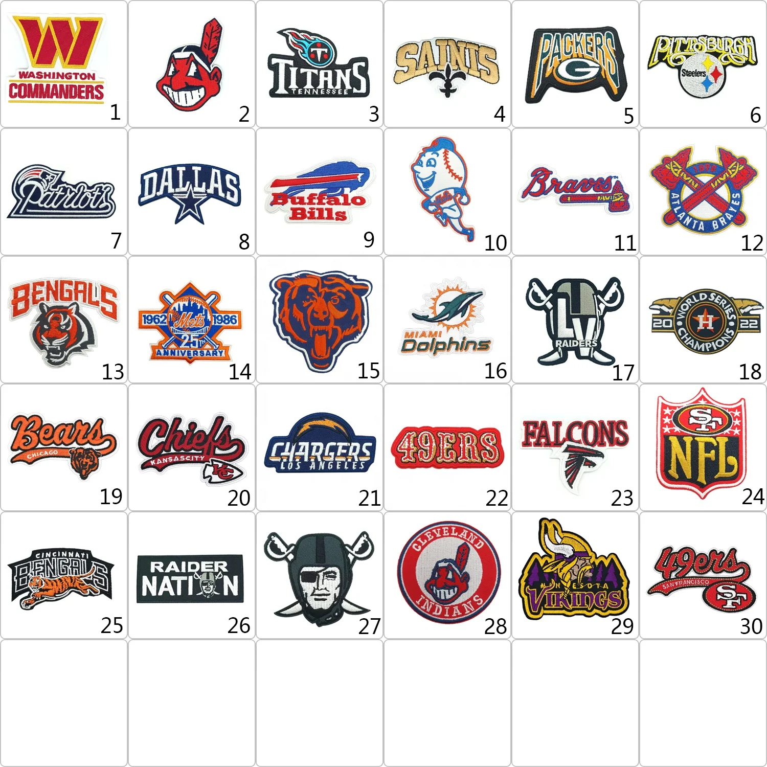 American Football Champions League Team Baseball Team LOGO Handmade Embroidered Iron-On Patches Sports Applique Patches