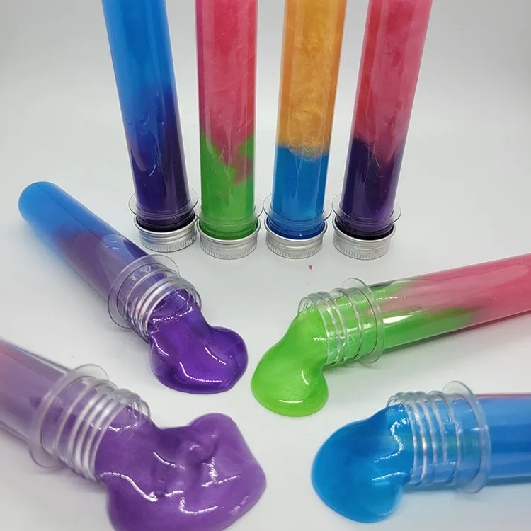Funny Low boron colorful Circular tube nasal mucus glue Crystal mud putty playdough slime test tube slime for kids