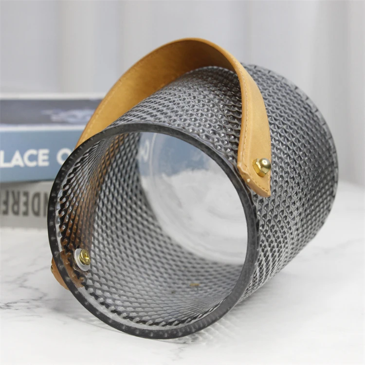 Nordic Simple Portable crystal luxury decoration Glass Vase Leather Glass Storage Jar Creative Home Flower Handbag Vase