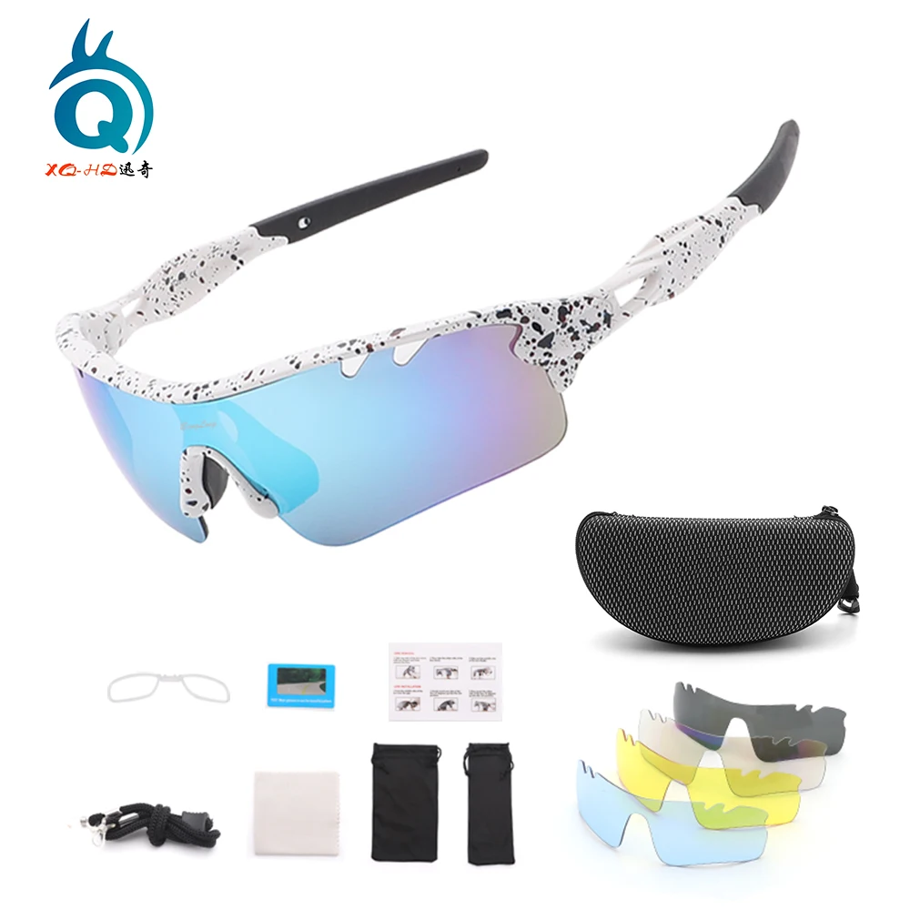 2023 unisex custom logo uv400 protection 5 lens  interchangeable glasses cycling prescription sports glasses baseball sunglasses