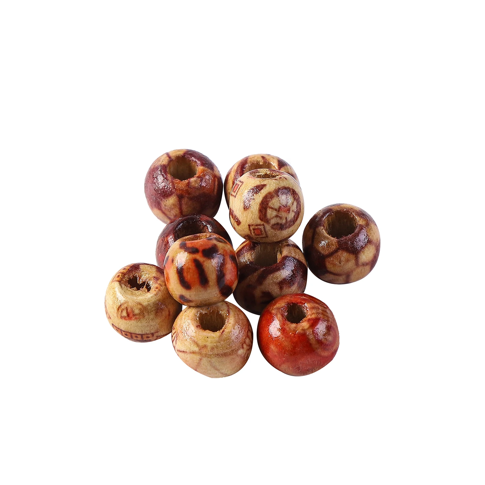 Manufacturer wholesale printed wooden beads twill pattern jewelry making elemnts