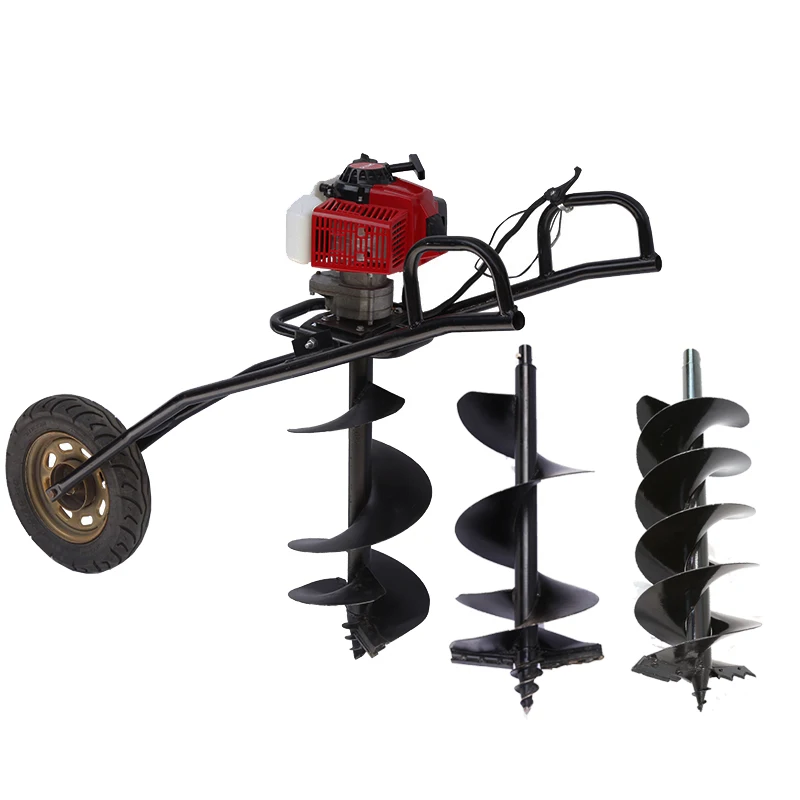 China Manufacturer Hand Push Earth Auger  2 Stroke Earth Augers 63cc Post Hole Digger Tractor