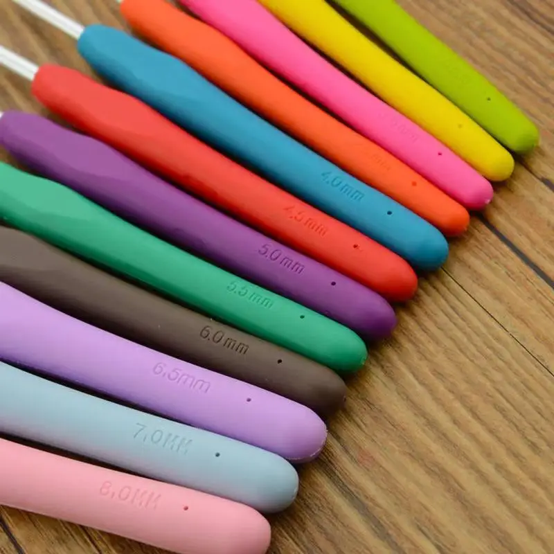 TPR silicone crochet set aluminum crochet hooks 9pcs/set