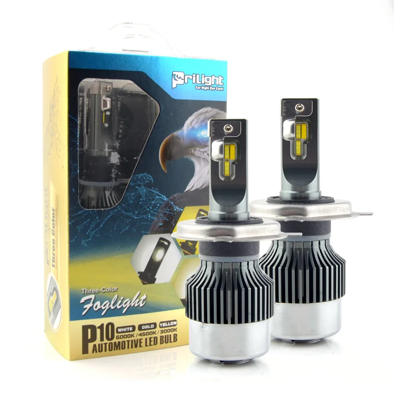3 Colors Temperature 3000K 4500K 6000K White Yellow DRL Safe Driving Lights Car LED Headlight H4 LED Fog Light