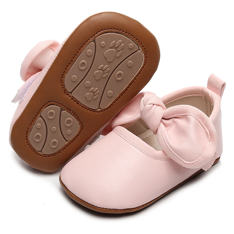Spring Autumn Children princess kids shoes PU Leather Infant Toddler girls soft sole baby shoes with bowknot