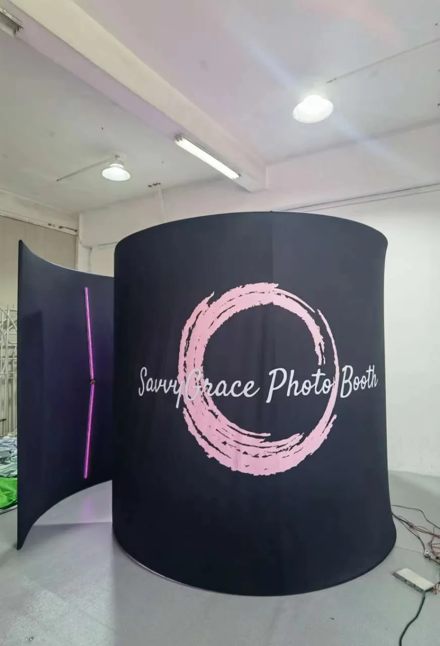 Hot Sale 360 Photo Booth Black Screen Enclosure Portable Inflatable 360 Photo Booth Background Enclosure With Led Light