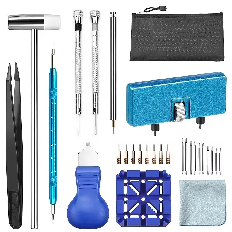 Manufacturers wholesale professional watchmaker 16 watch adjustment repair tool kit with plastic blister packaging