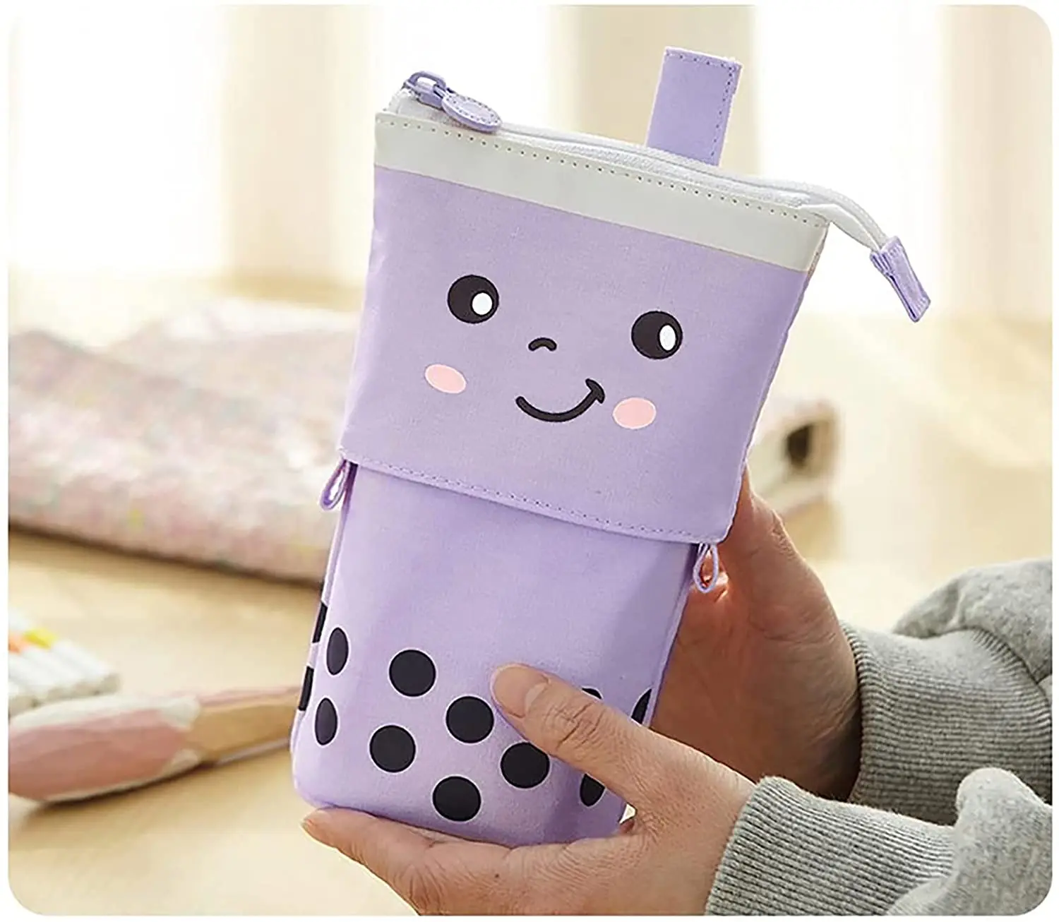 Hot Selling Solid Canvas Pencil Pen Bag Large Capacity Creative Fabric Pencil Case For School
