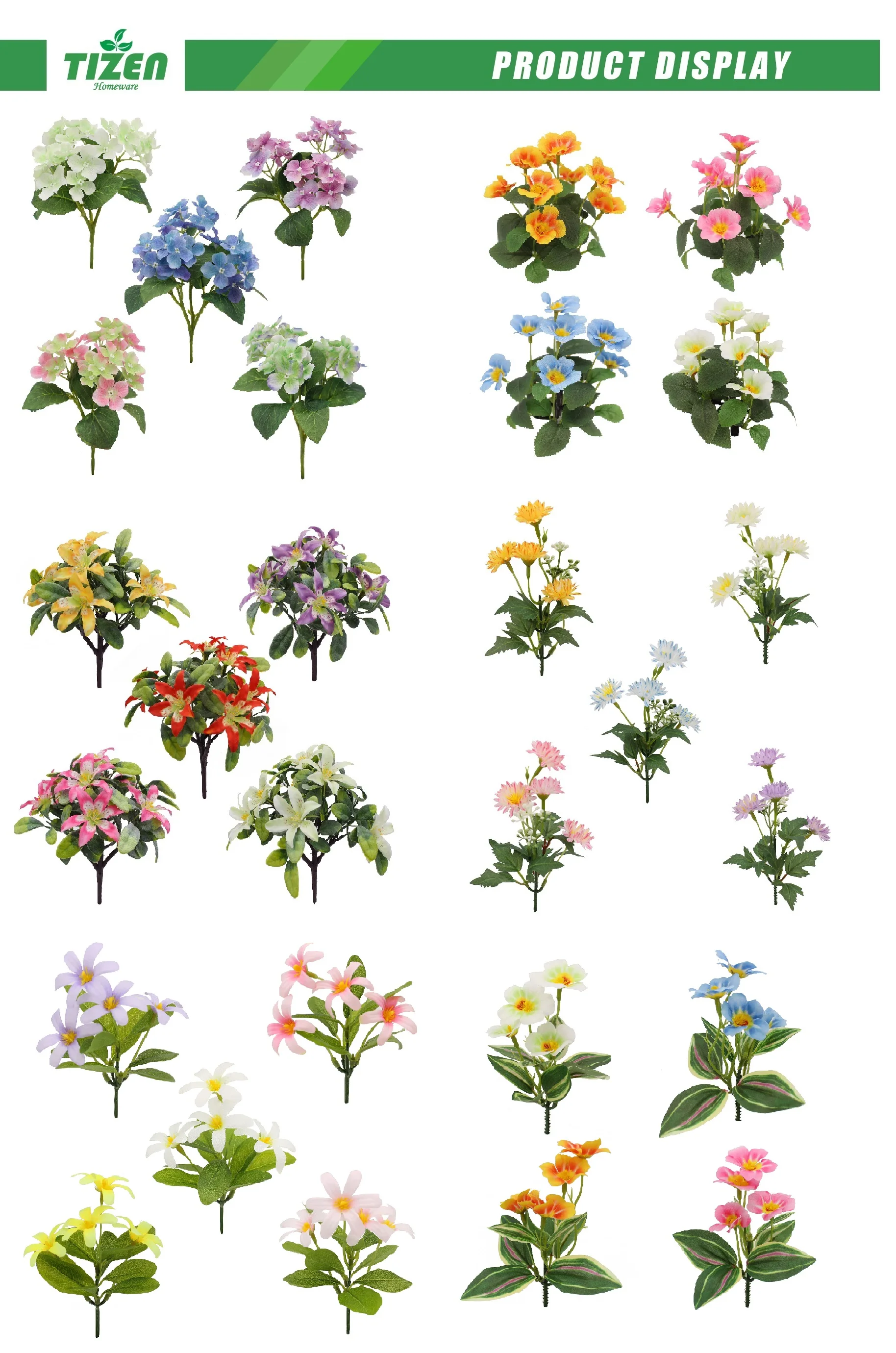 Shantou Tizen Wholesale Simulation Plants Real Looking Artificial Flowers Decor Bouquet For Holiday