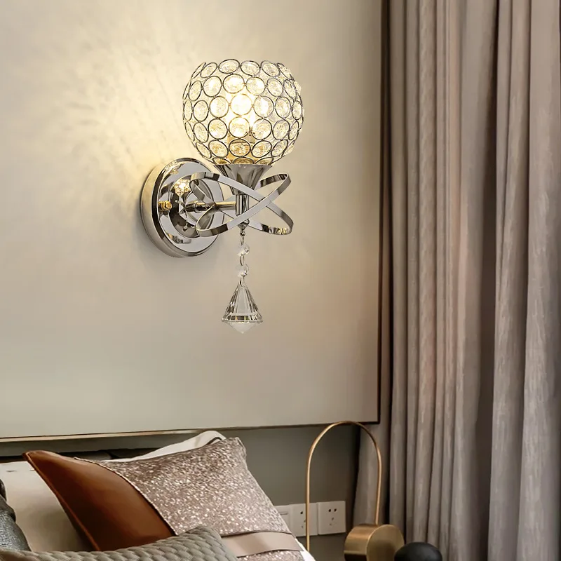 Modern minimalist LED crystal wall lamp/luxurious metal wall lamp for bedroom