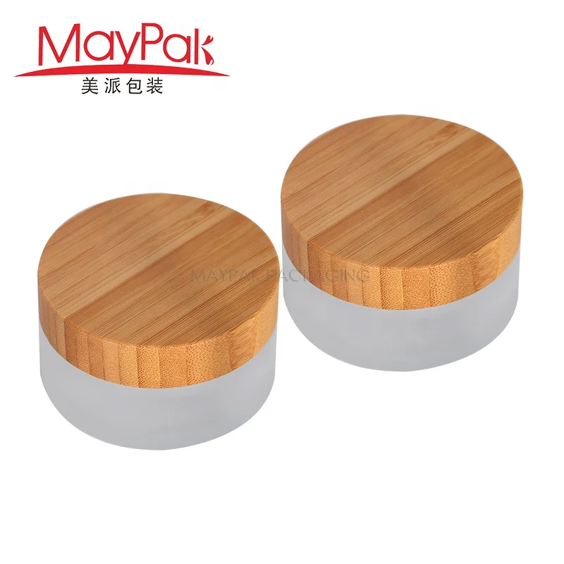 5g 15g 30g 50g 100g bamboo packaging empty cosmetic glass jars manufacturer glass jar with bamboo lid