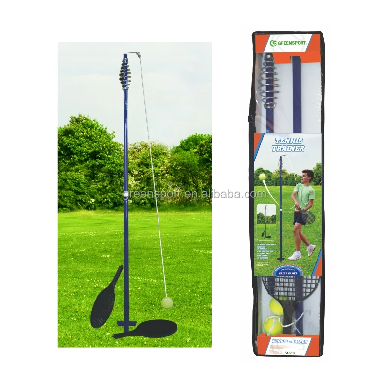 
Swing tennis trainer with METAL rotor spin and PLASTIC tennis rackets and tennis ball carry bag packing 