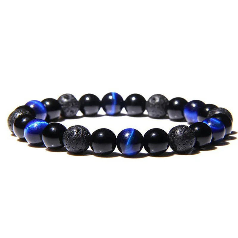Trendy Natural Stone Magnetic Health Protection Women Soul Jewelry Pulsera Hombre Obsidian Hematite Tiger Eye Bracelets