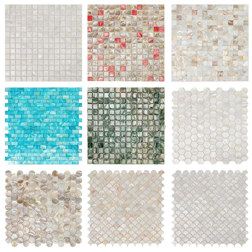 2mm Thick Square Mother of Pearl Mosaic Ttile Kitchen Backsplash Decoration Natural Pearl Mosaic Tile