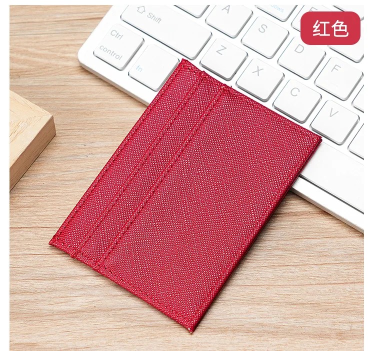 Wholesale slim saffiano leather card holder pu leather