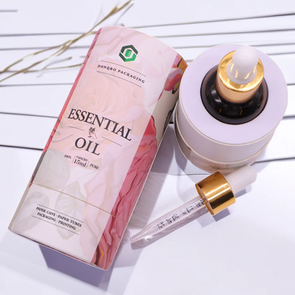 Biodegradable Empty Cosmetic Round Matte Frosted Face Serum Bottle 30ml 50ml 100ml Essential Oil Glass Dropper Bottle Paper Tube