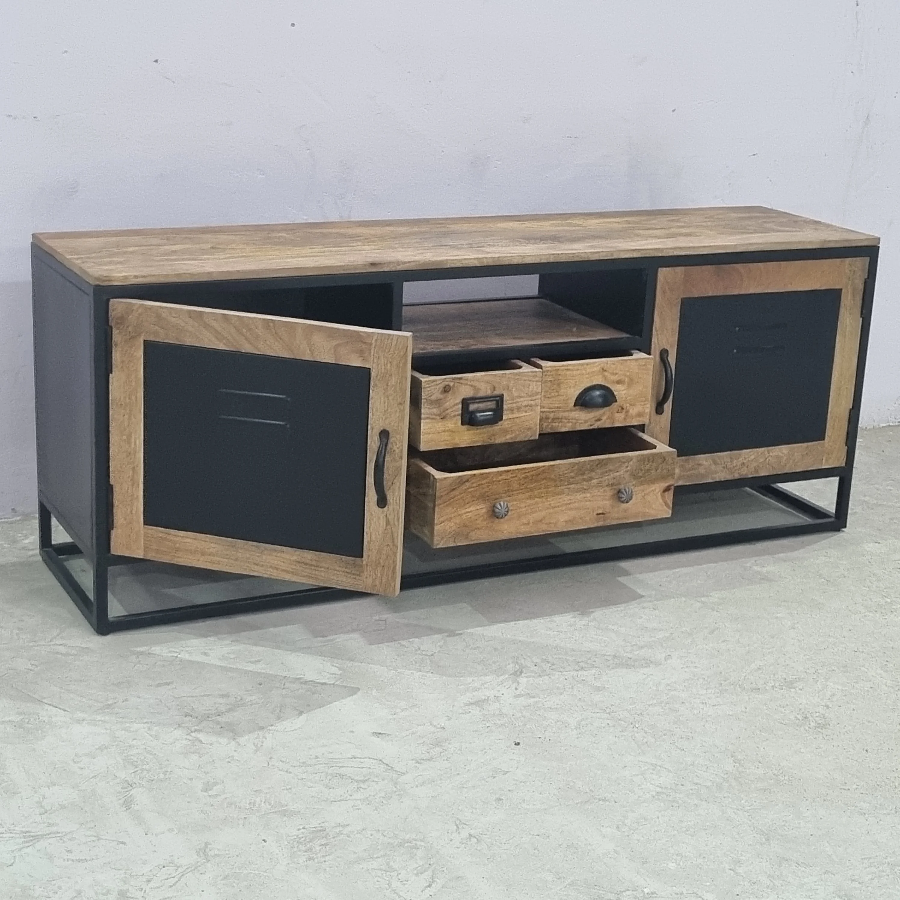 2024 Latest Design Modern Home Furniture Best Selling TV Stand with 3 Drawers and 2 Doors Storage Features for Living Room