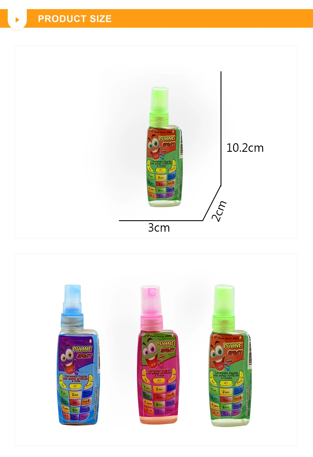 Factory Price Fruity Small Mobile Phone Shape Liquid Candy Sweets and Candies Wholesale Spray