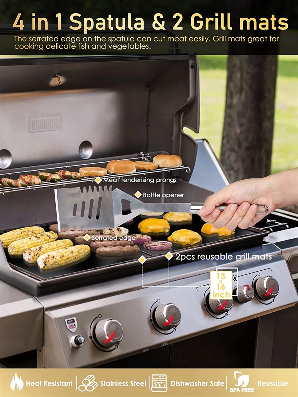 Hot Sell 31 Piece Stainless Steel BBQ Tools Set With Apron