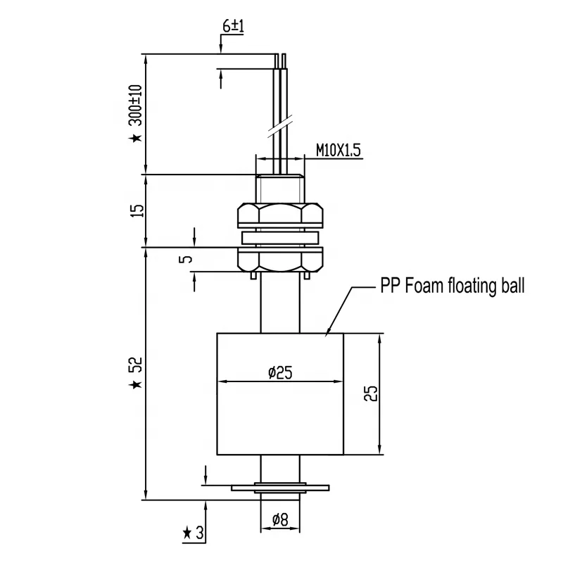 MR1052-P Magnetic Float Switch Fluid Level Sensor For Drinking Machine